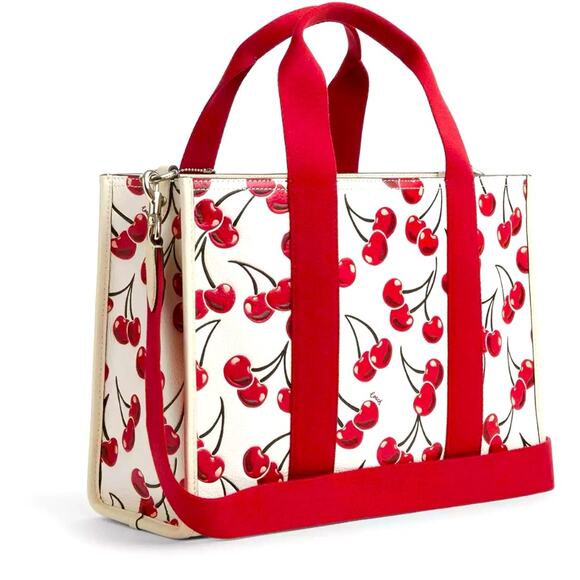 COACH NWT SMITH TOTE BAG WITH CHERRY PRINT CROSSBODY RED CZ776 - Picture 1 of 12